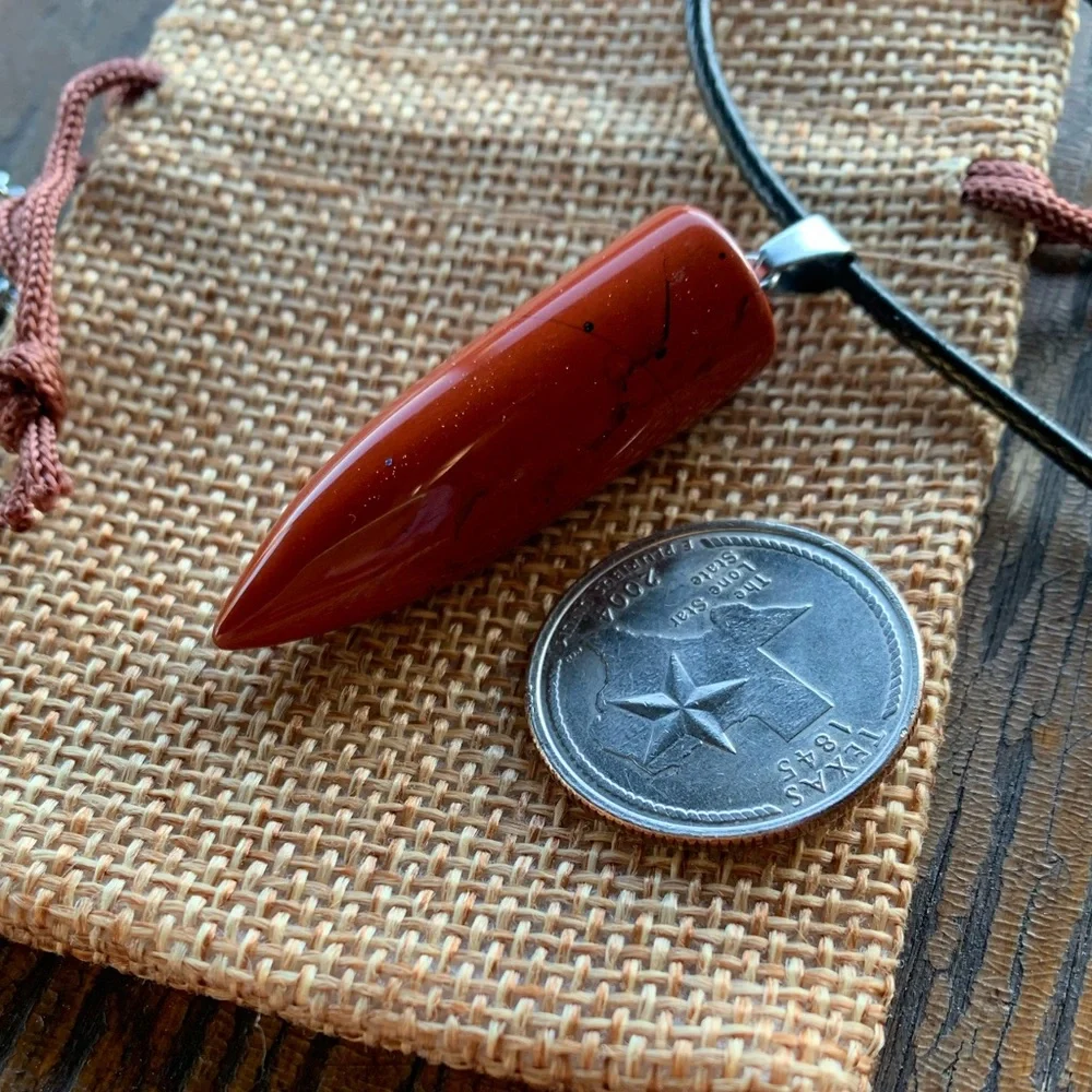 Red Jasper Bullet Necklace Crystals for Men Unisex Crystal Necklace Aries Gift